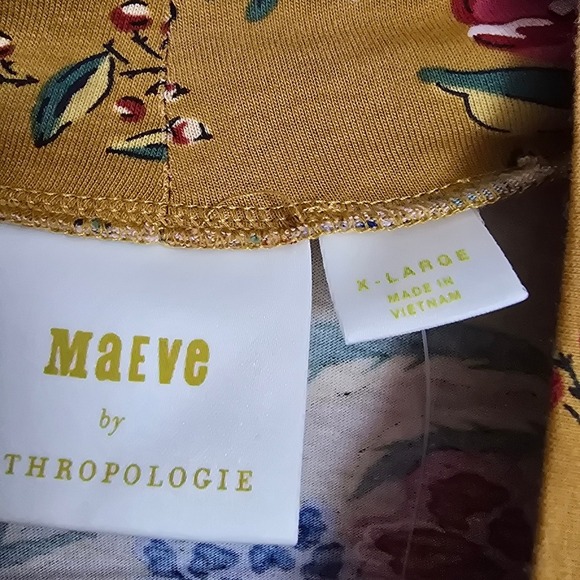 Anthropologie New Maeve Yellow Floral Bird Novelty Knit Turtleneck Top SZ XL - Picture 11 of 14